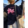 Womens Summer New Floral Letter Print Tee Round Neck Short Sleeve Loose Casual Versatile Top
