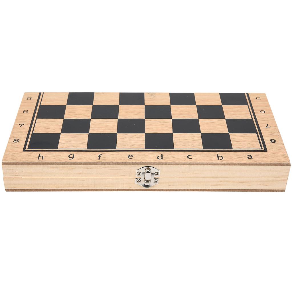 3‑In‑1 Wooden Chess Checkers Folding Portable Interactive Chess Board Toy