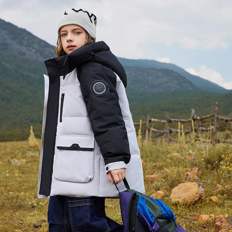 

Пуховики средней длины для детей, Зимние теплые куртки для мальчиков и девочек 120cm фиолетовый