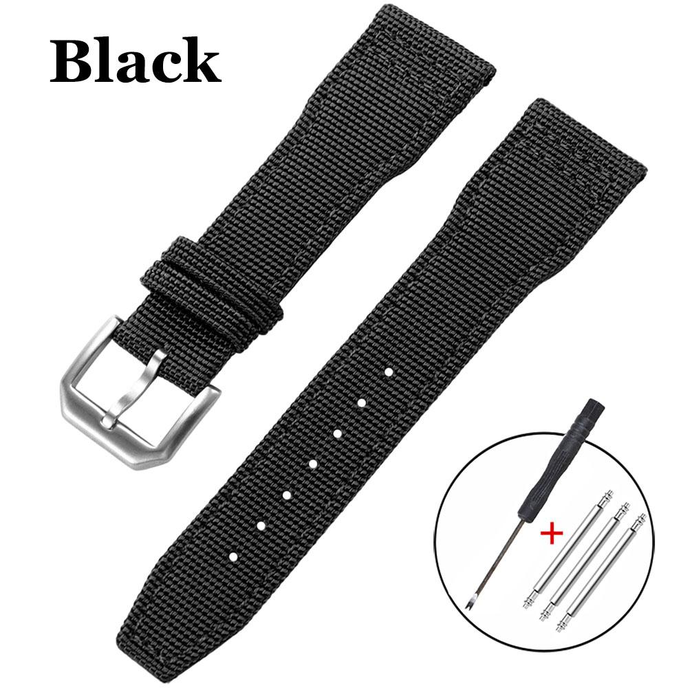 Premium Nylon Canvas Watch Strap Genuine Leather Watchband 20mm 21mm 22mm for IWC Pilot Series Green Black Brown Bracelet Belt