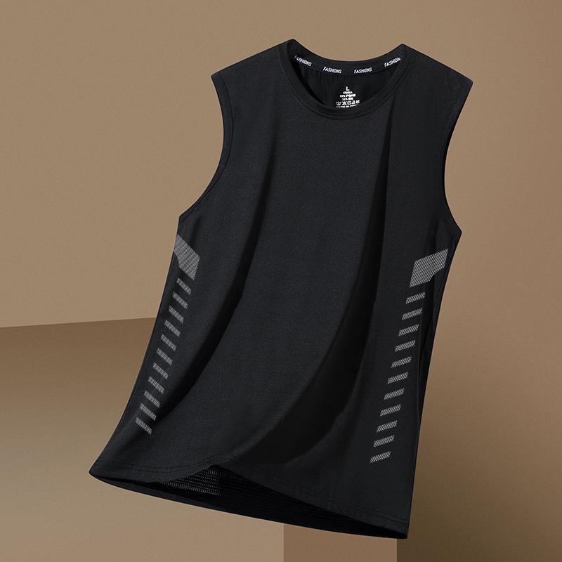 Men's Plus Size Ice Silk Quick-Dry Sleeveless Tank Top for Running and Summer.