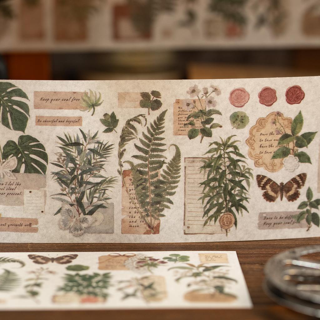 6sheets Vintage Plants Washi Sticker Decor Journal Supplies DIY Scrapbooking Material Creative Aesthetics Stationery