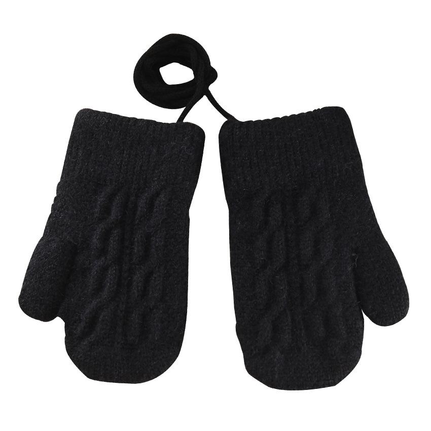 

Теплые мультяшные детские перчатки флис ветронепродуваемые детские перчатки с полными пальцами теплые вязаные чёрный