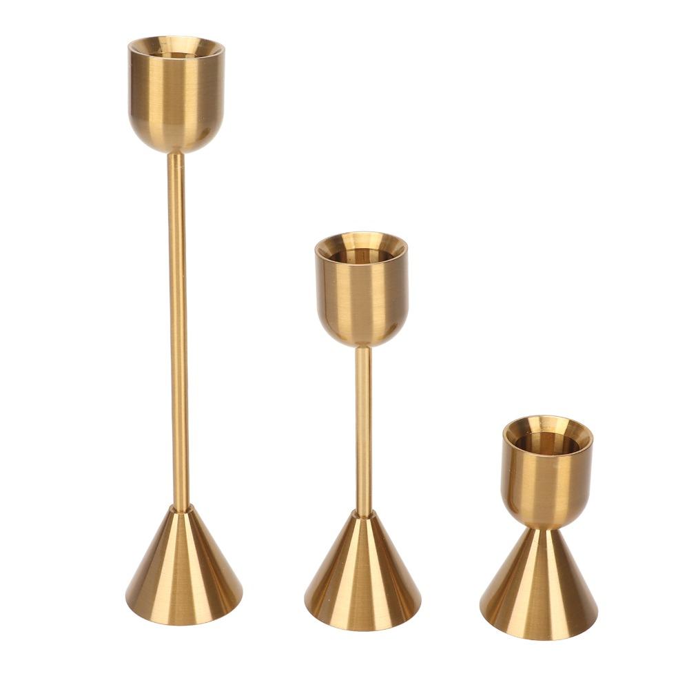 3pcs Different Heights Candlestick Holders Gold Metal Candle Holders Wedding Centerpiece