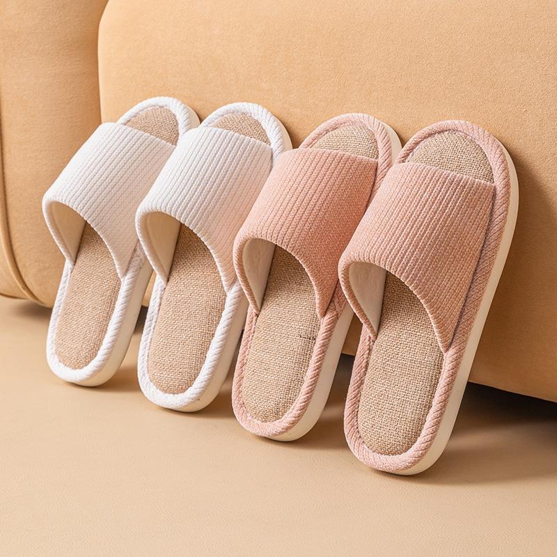 Japanese Style Linen Indoor Home Slippers Unisex Breathable Non Slip Soft Sole
