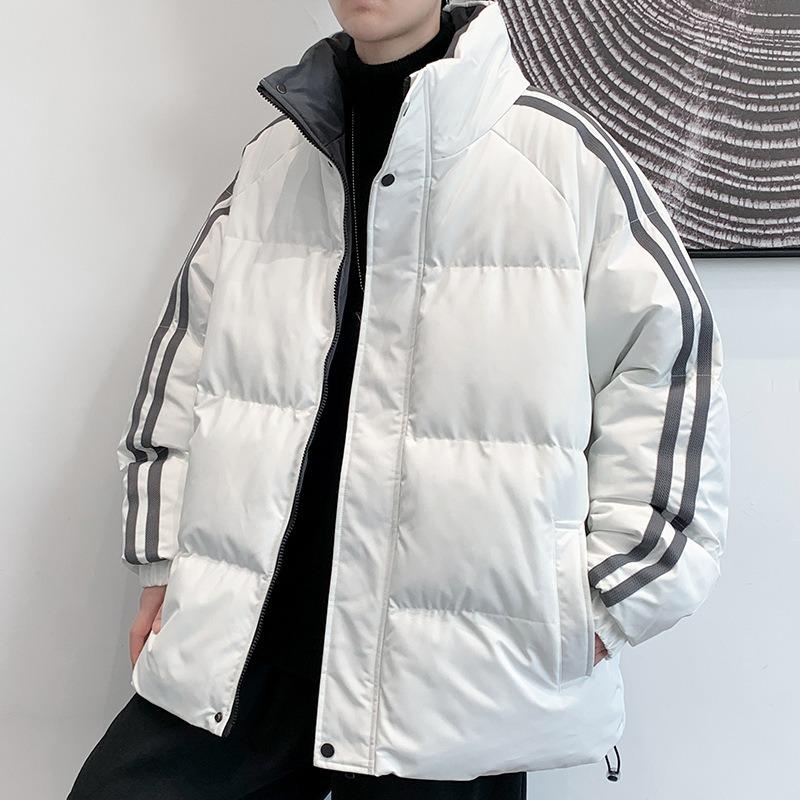 Padded Jacket Men's Winter Bread Jacket Top Public Version Solid Color Stand-up Collar Cotton Jacket Thickened Warm Cotton Jacket Trend