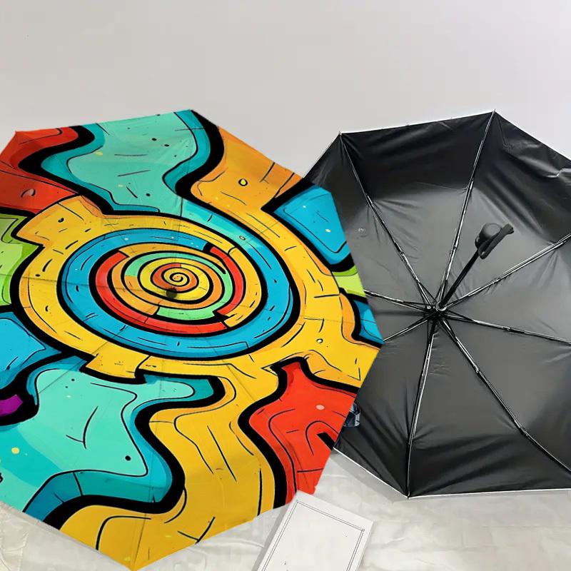 1PC Spiral Pattern Automatic Open/Close Umbrella Compact Folding Umbrella with 8-Rib Shaft lightweight esign, Fashion Lovers1224A
