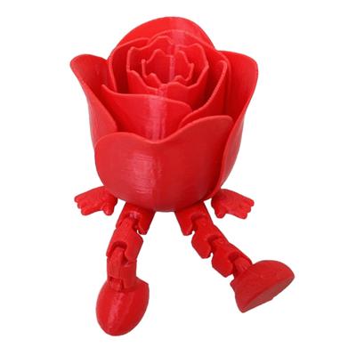 3D Printed Rose Figurine with Articulated Legs Movable Joints Flower Fidget Toy Desktop Decoration Ornament Mother's Day Valentine's Day Gift