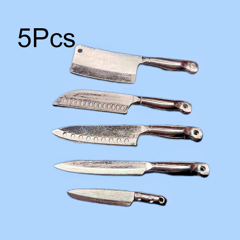 

5 шт./набор Миниатюрный мини кухонный нож Сделай сам Кукольный домик Аксессуары для кукол Игрушки Масштаб 1/6 Сплав Модель кухонной утвари