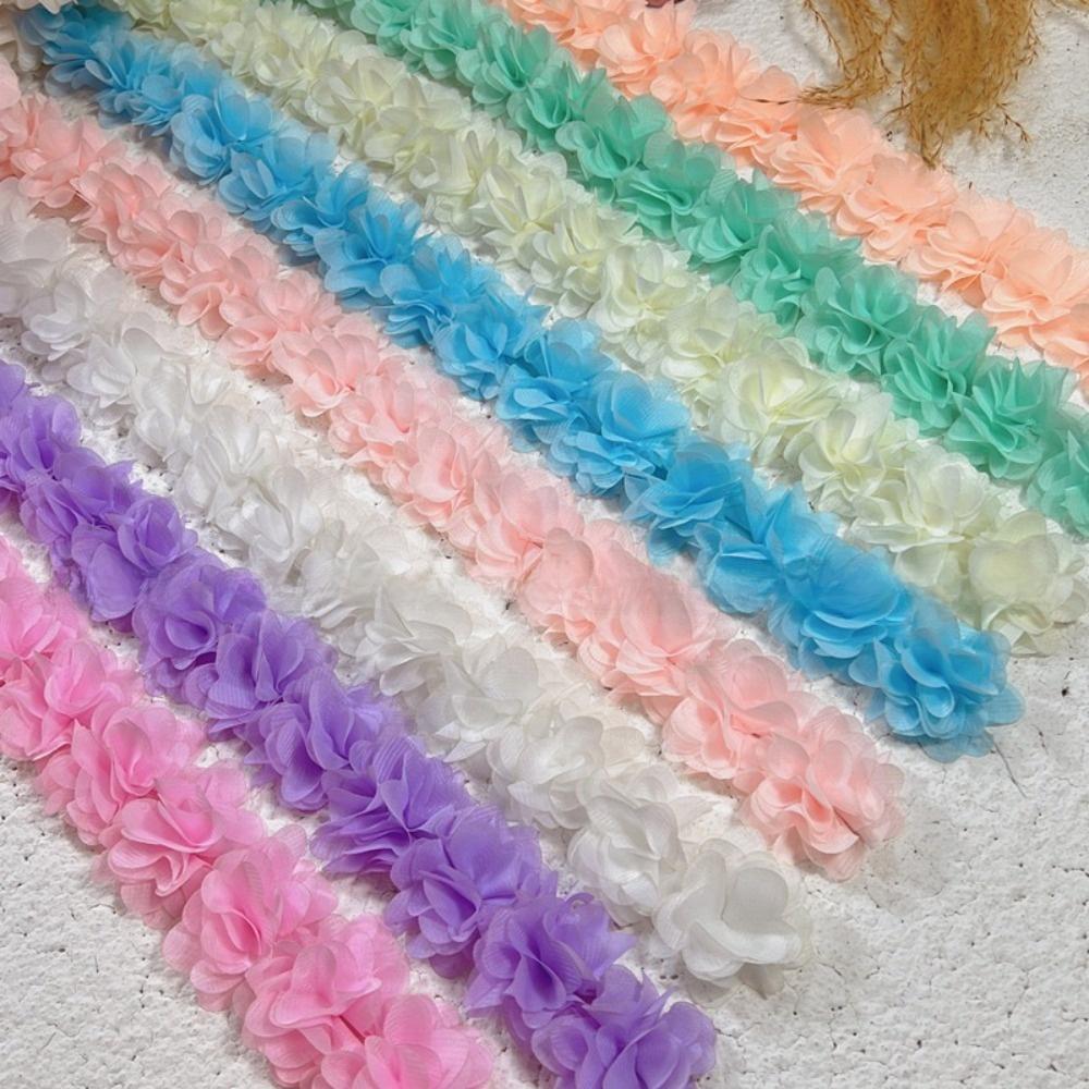 10Yards New 5cm Width Chiffon Flowers Lace Multicolor Handmade DIY Lace 3D Ruffle Trim for Craft Sewing