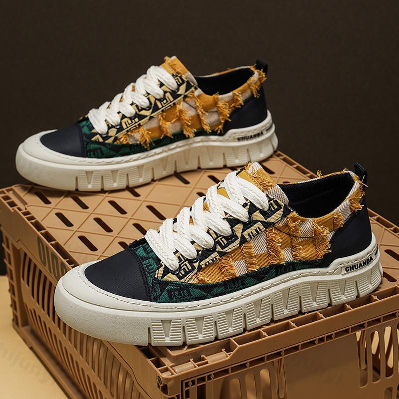 Fashion 2025 Autumn New Fashion Trend Casual Thick Soled Canvas Shoes for Men Breathable Low Top Comofrtable Versatile Chunky Sneakers