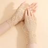 Bridal Gloves With Delicate Lace Design Half Finger Coverage Perfect For Church Outdoor Ceremonies