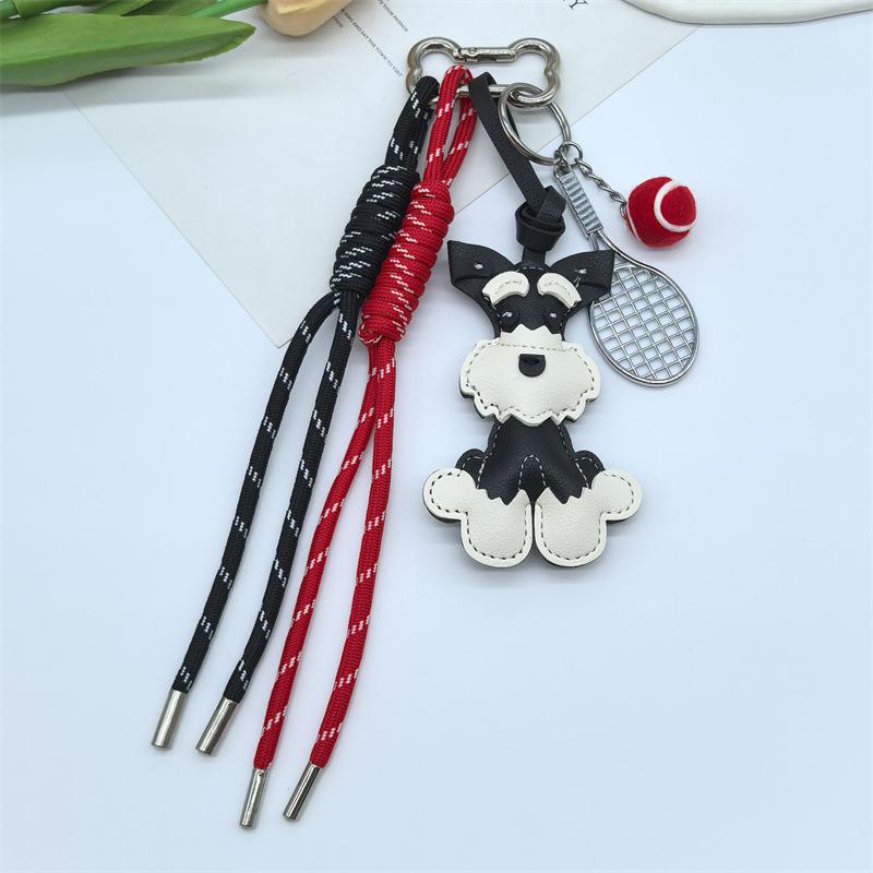 

Милый брелок для сумки в виде шнауцера из ПУ кожи, модный рюкзак с плетеной нейлоновой веревкой, подвески для сумок, аксессуары one size красный