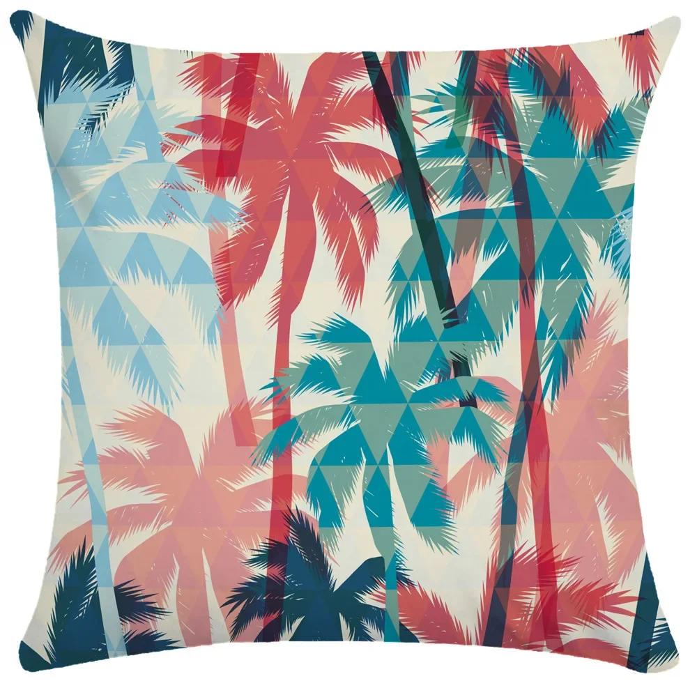 Plant Leaf Pillowcase Soft Short Plush Cushion Cover Tropical Rainforest Pillow Case Cushion Cover Throw Pillowcase 50X50 Pillow