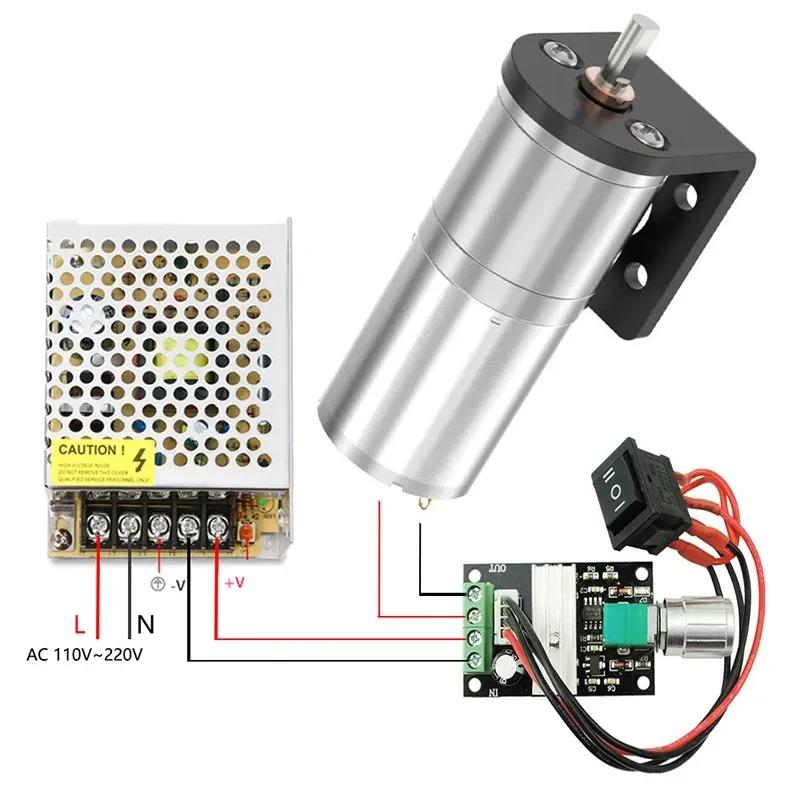 JGA25-370 DC 12V 24V 12U/min-1360U/min Getriebemotor Großes Drehmoment Hohe Leistung Schneckengetriebemotor Umkehrgetriebemotor