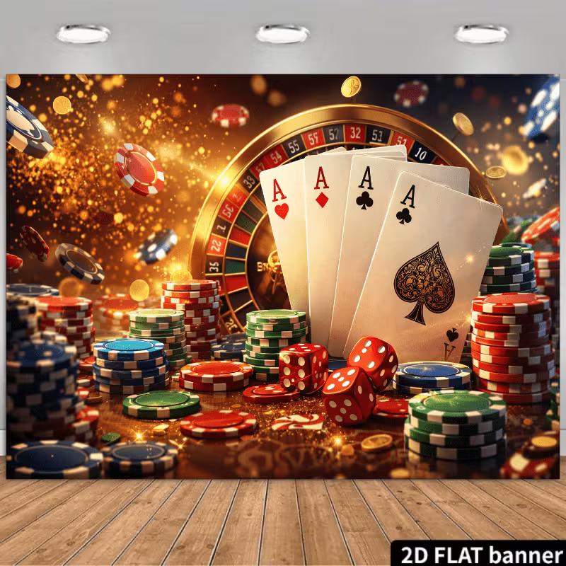 Sfondo Fotografico Poker da Casinò 2D Sfondo Festa Las Vegas