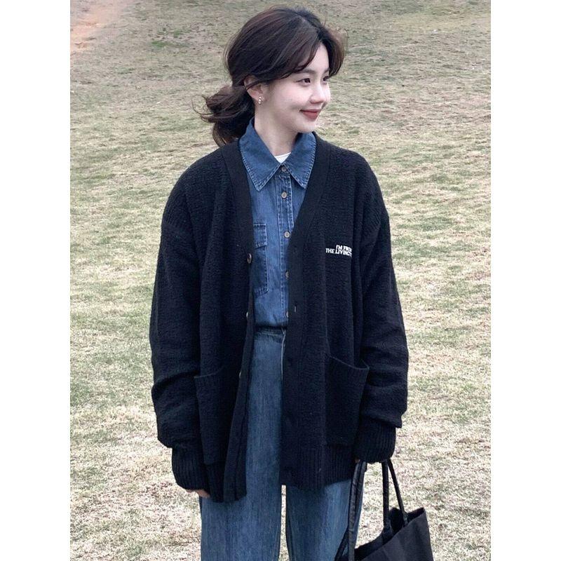 

Plus Size Women s Clothing Mid Length Long Length Slim Looking Lazy Sweater Black S
