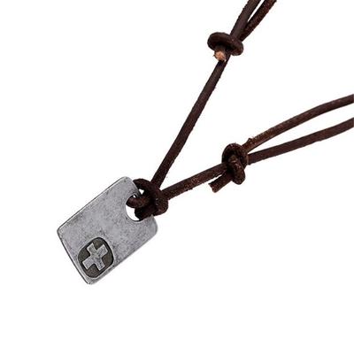 Men Vintage Faux Leather Pendant Adjustable Chain Necklace Jewelry Gifts