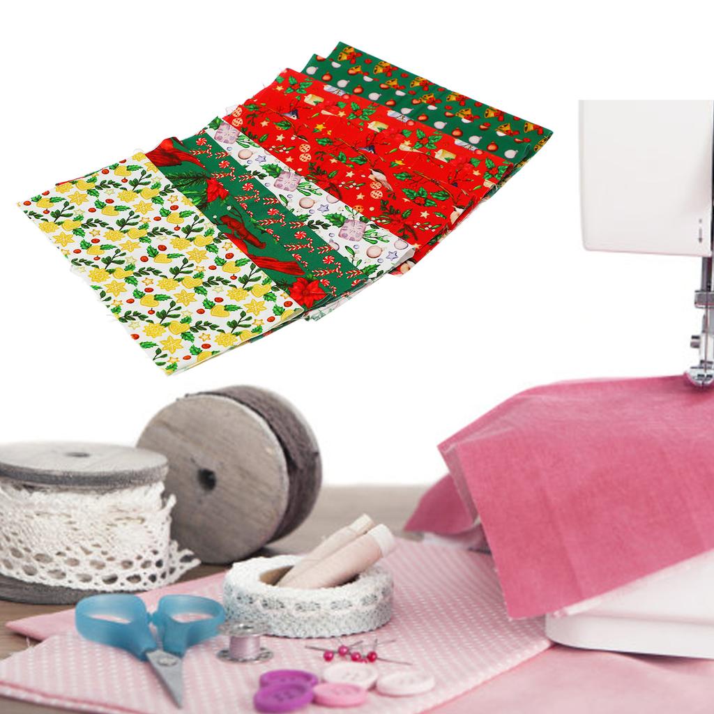 10pcs Christmas Cotton Fabric Different Patterns Multi Colors Pure Cotton Quilting Fabric for Christmas DIY Craft Sewing 25x25cm / 9.8x9.8in