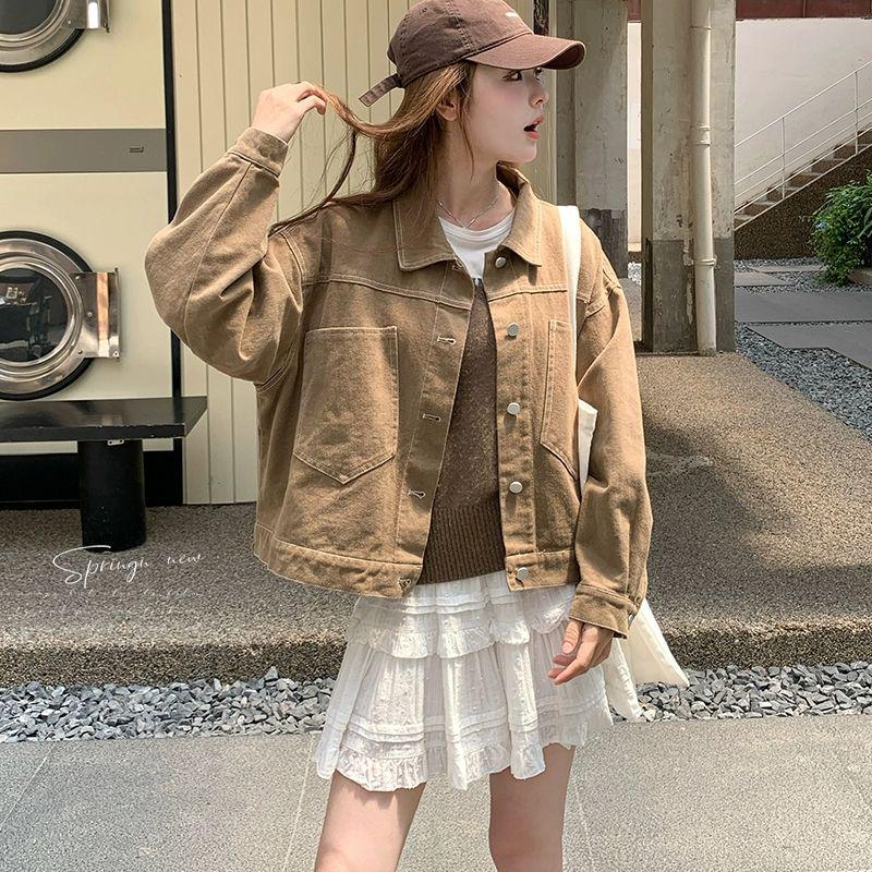 2025 New Korean Style Women's Short Denim Jacket: Casual, Loose, Retro & Versatile for Spring & Autumn