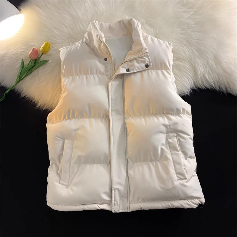 

Унисекс Жилет приталенного кроя в корейском стиле со стойкой – Теплая, утолщенная осенне-зимняя жилетка 3XL бежевый