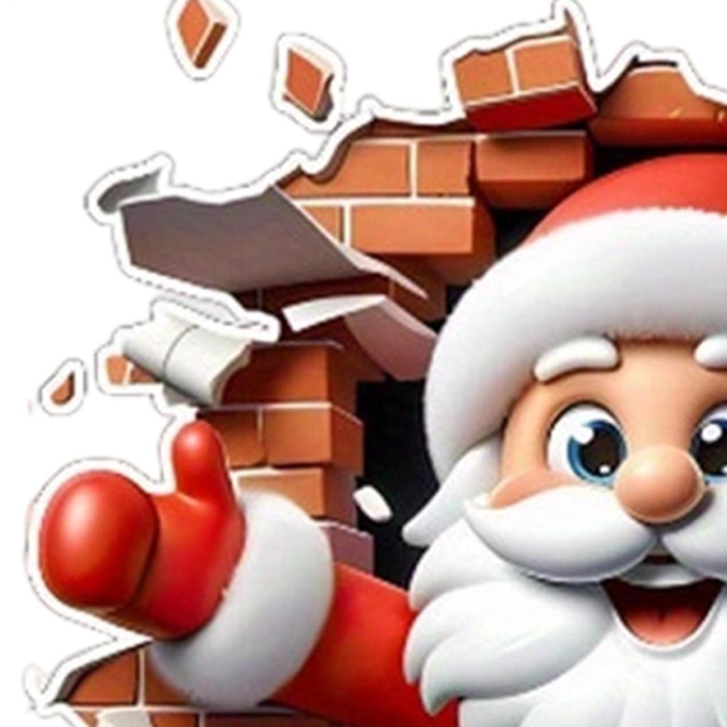 Santa Claus Break the Wall Sticker Decals Removable Christmas Sticker Festival Home Decor 2025 Xmas Toilet Lid Decals