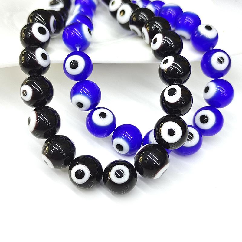35-90pcs/lot 4-10mm Colorful Round Evil Eye Beads Lampwork Glass Eye Beads Loose Spacer Beads For Jewelry Making DIY Accessories
