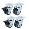 4-Pack Heavy Duty Plate Casters Silent Swivel Wheels with Lock, Furniture Trolley, Durable, Silver Finish