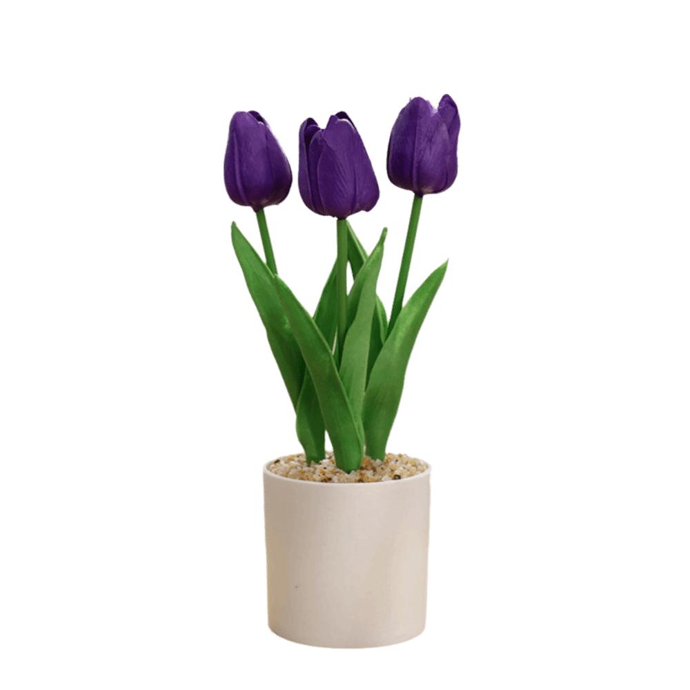 

Рослина Шовкові Тюльпани Квітка Бонсай Штучна Декорація Квіти Тюльпани Горщик Офіс Кімната Дім фіолетовий