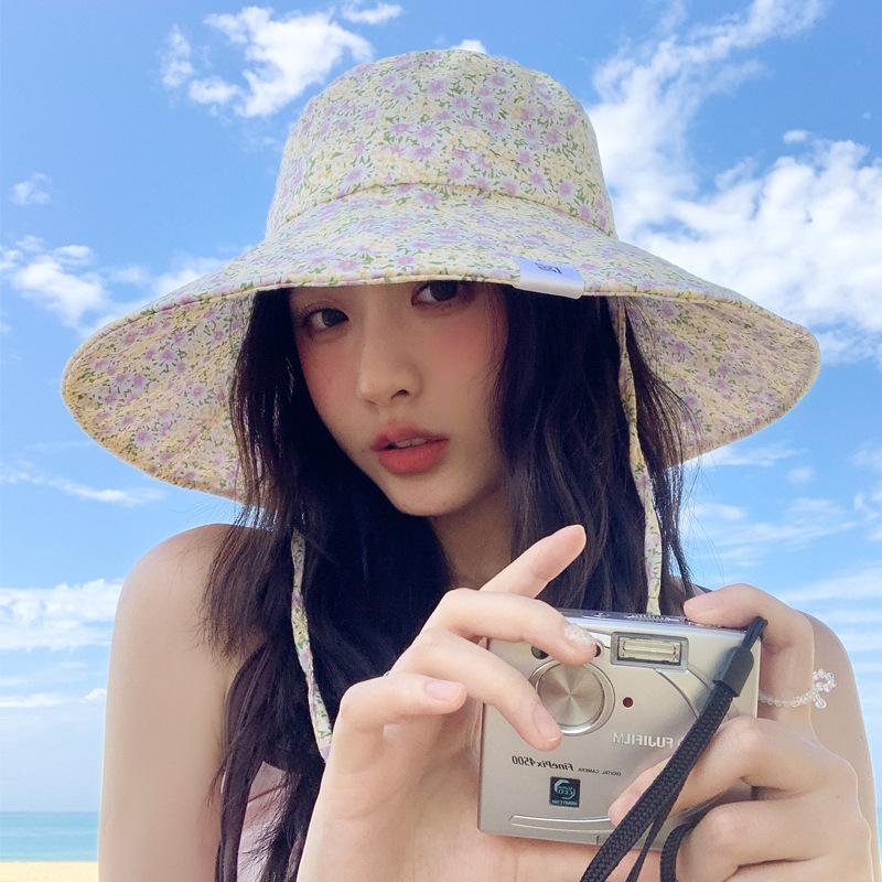 Cute floral fisherman's hat children summer outing big brim sun hat sun hat seaside beach sun hat