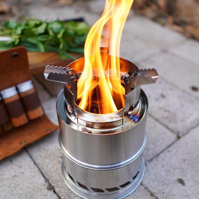 Portable Stainless Steel Folding Wood Stove for Camping and Picnics