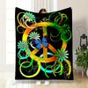 Colorful Peace Sign with Butterfly Design Flannel Blanket for Bedroom, Living Room, Sofa, and Nap Sofas.