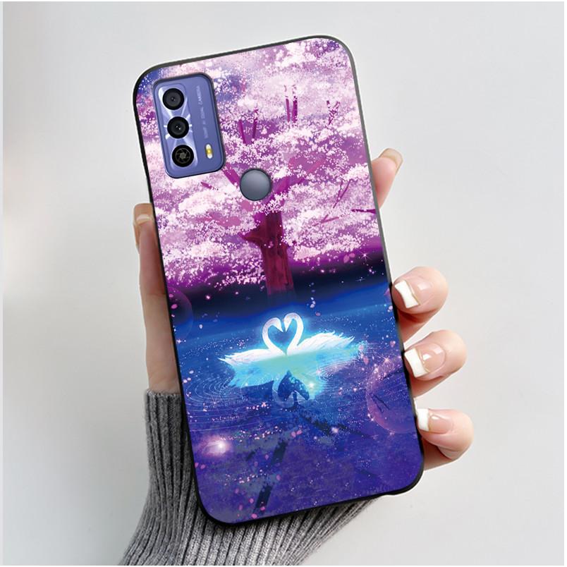 Phone Funda For TCL 20B 20Y 20E Case Aesthetic Cute Cat Astronaut Black Soft Silicone TPU Capa for TCL 20E 20Y 20B Back Cover