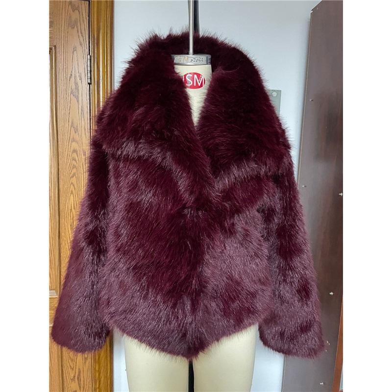 Women Faux Fox Fur Cropped Coat Large Lapel Collar Luxury Short Fluffy Jacket Cruelty‑Free Warm Outerwear For Winter Party Street Wear