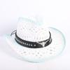 Popular European and American Fashion Hollow Woven Hat Straw Hat Men's and Women's Classic Outdoor Western Denim Straw Hat