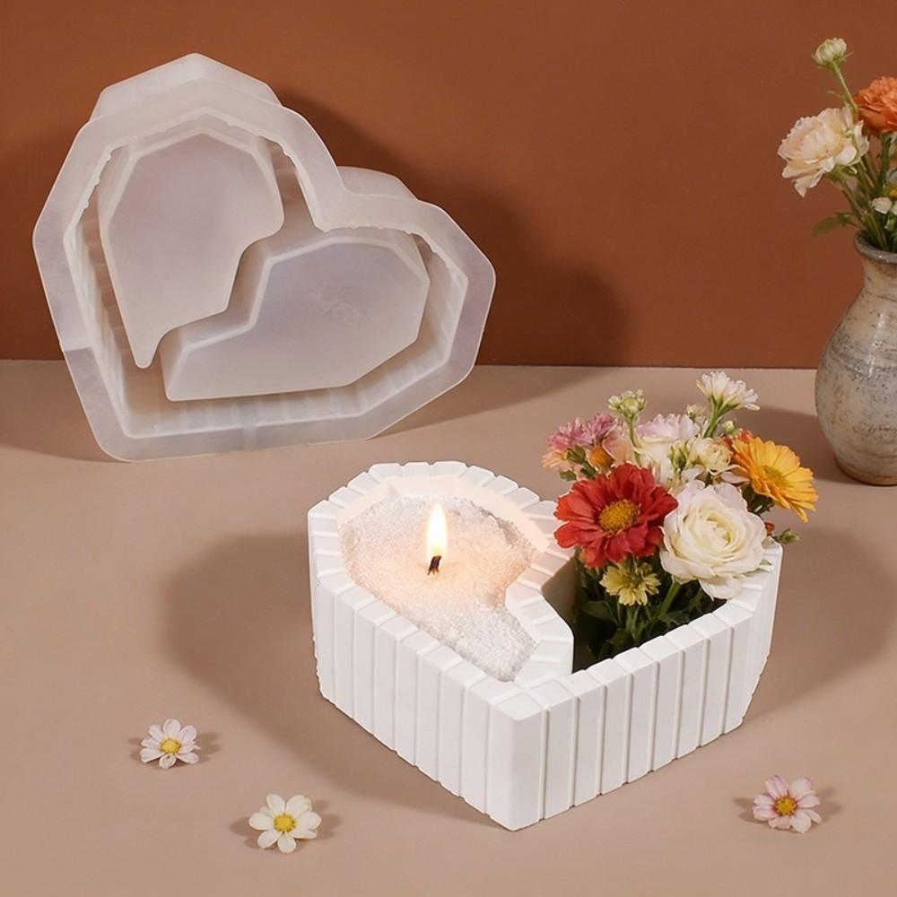 Creative DIY Silicone Mold Heart-shaped Candle Cup Molds Unique 3D Plaster Mold  Home Decor