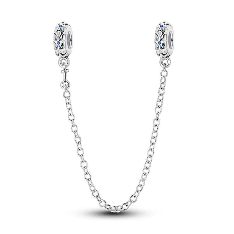 Authentic Copper Linked Hearts Christmas Tree Safety Chain Fit Original Bracelet Diy Charms For Jewelry Making