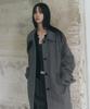 Leathery Cashmere Balmacaan Robe Coat [Grey]