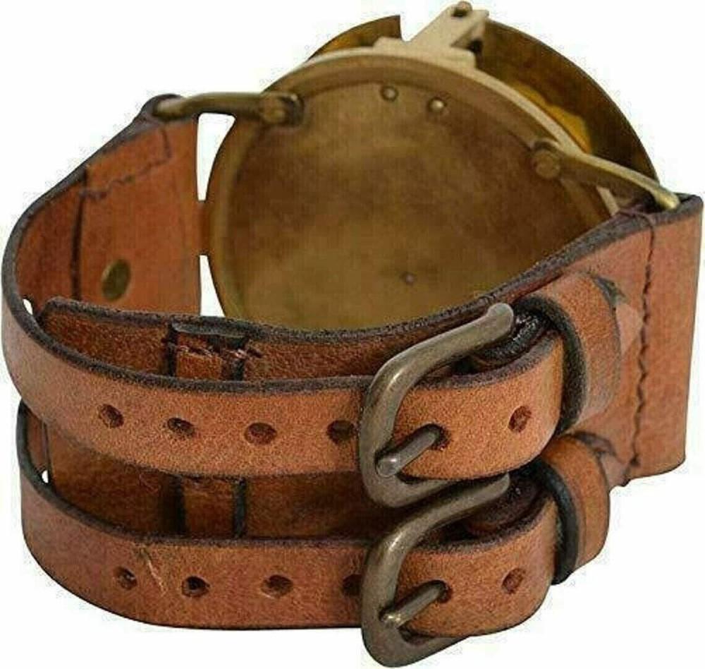 Orologio da Polso Bussola Meridiana in Ottone Marittimo Pelle nautico Regali Perfetti aero