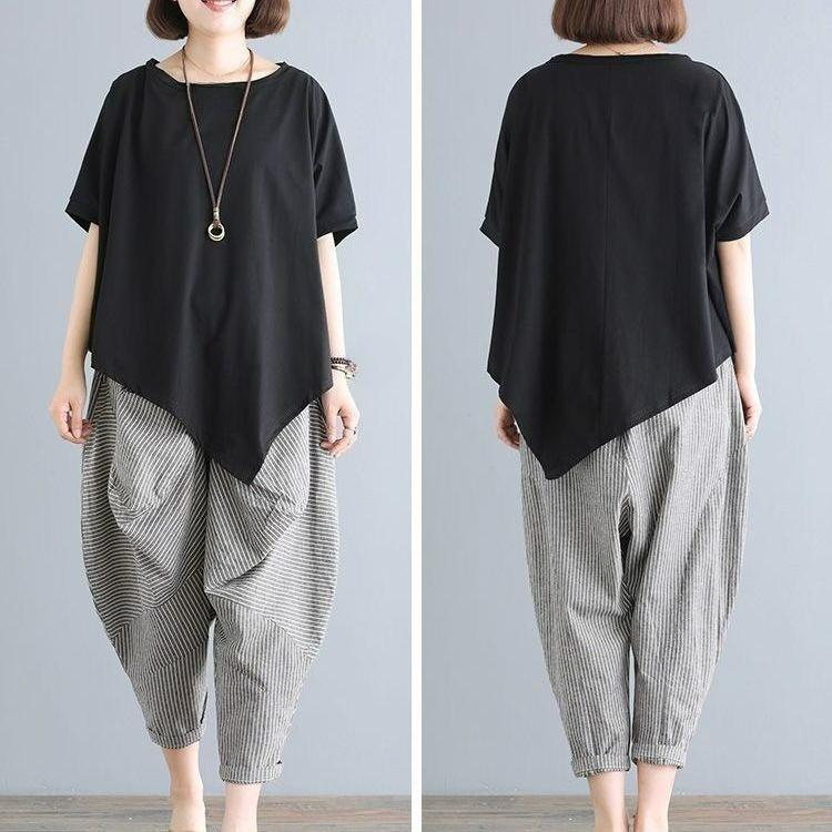 Loose and Thin Bat-sleeved Harem Pants Two-piece Casual Summer Women's Clothing