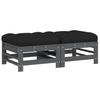 Garden Stool with Cushions 2 pcs Grey Solid Pine Wood