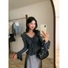 Fashion fungus lace slim knit sweater, autumn 2025 new waist V-neck women's sweater 11950