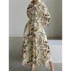 Plus Size Commuter Fashion Neck Lining Nine Minute Sleeve Loose Hem Dresses