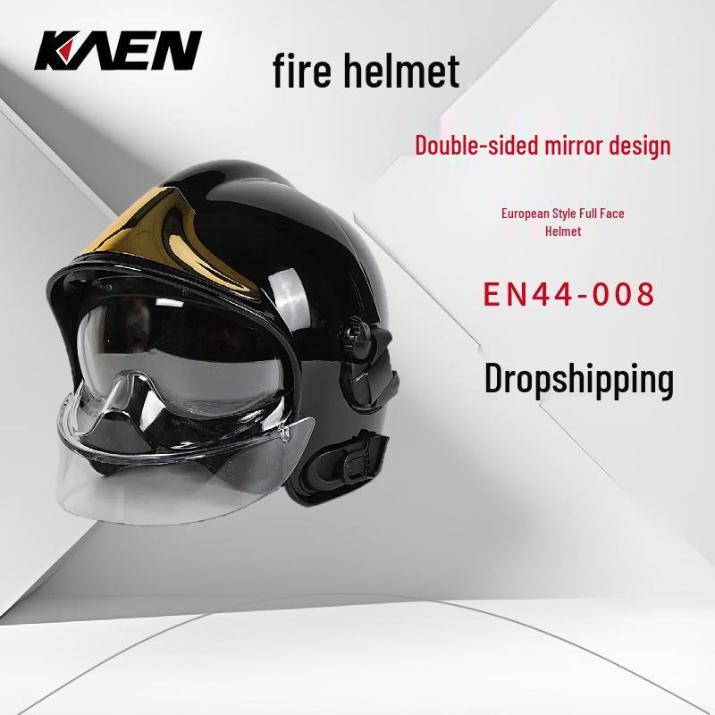 European Firefighting Helmet with Double Visor - Flame Retardant, Full Face, Emergency Rescue Protection.