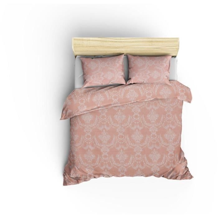 Parure de lit - 1 housse de couette 220 x 240 cm + 2 taies d'oreiller 60 x 60 cm - 65% coton, 35% polyester - Poudre