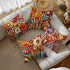 Bohemian Colorful Floral Print Pillow Covers Polyester Cushion For Sofa Bed Car Home Decor Daily Use Living Room Bedroom