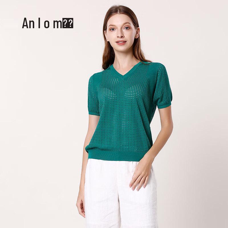 

Anlom Women s Casual V-Neck Short Sleeve Hollow Knit Top 4XL