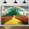 Banner di Sfondo Il Mago di Oz Arazzo Stampato Città di Smeraldo e Strada di Mattoni Gialli Decorazione per Feste Arte Camera da Letto Soggiorno Dormitorio