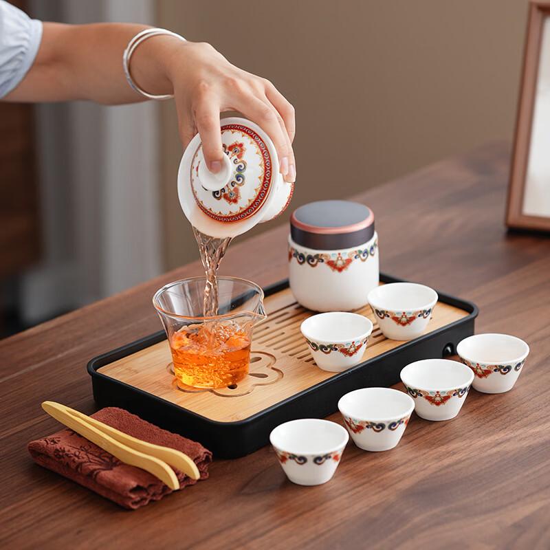 Dunhuang Ceramic Gaiwan Tea Set