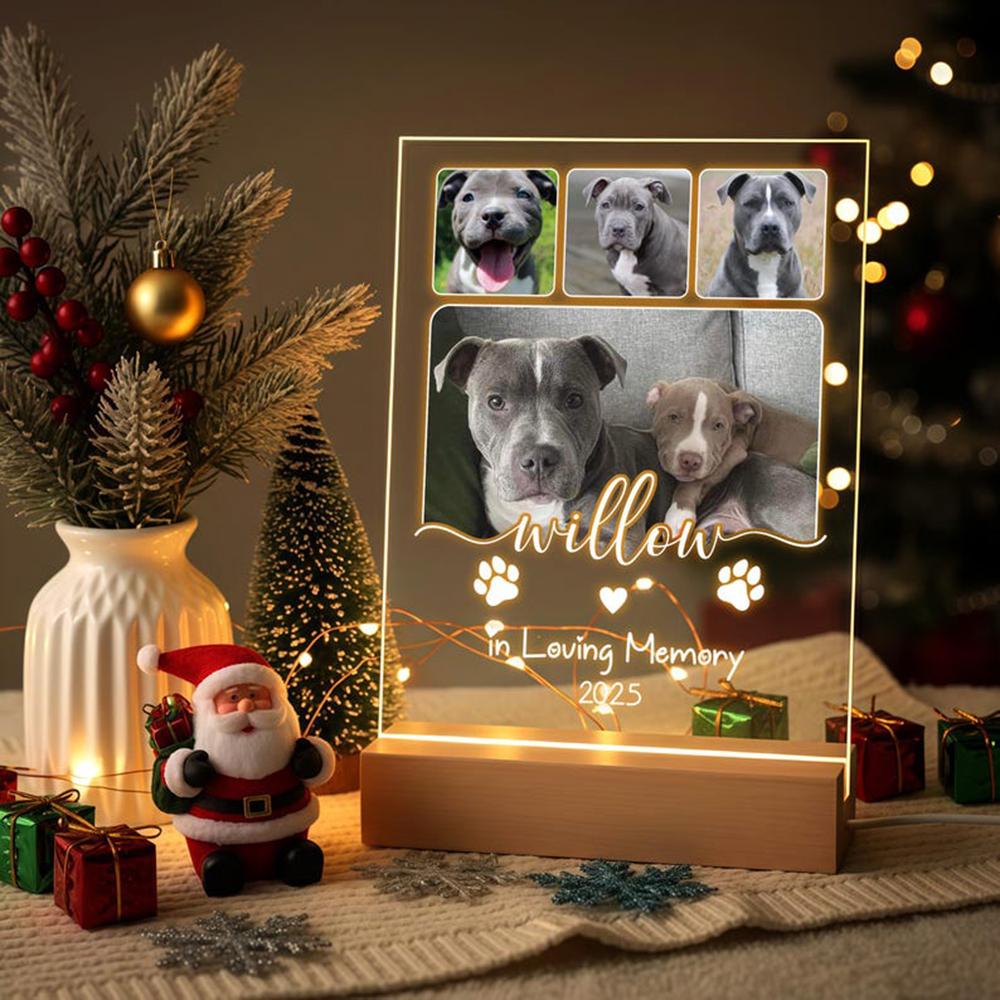 Custom Pet Happy Moments LED Night Light Personalized Pet Photo Acrylic Wooden Lamp Cherished Pet Birthday Keepsake Ideal Gift